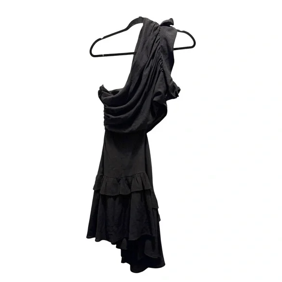 Fashion Nova- Gia Tiered Ruffle Mini Dress -Black- XL- LBD HoCo-Small Flaw- NWT - Picture 7 of 10